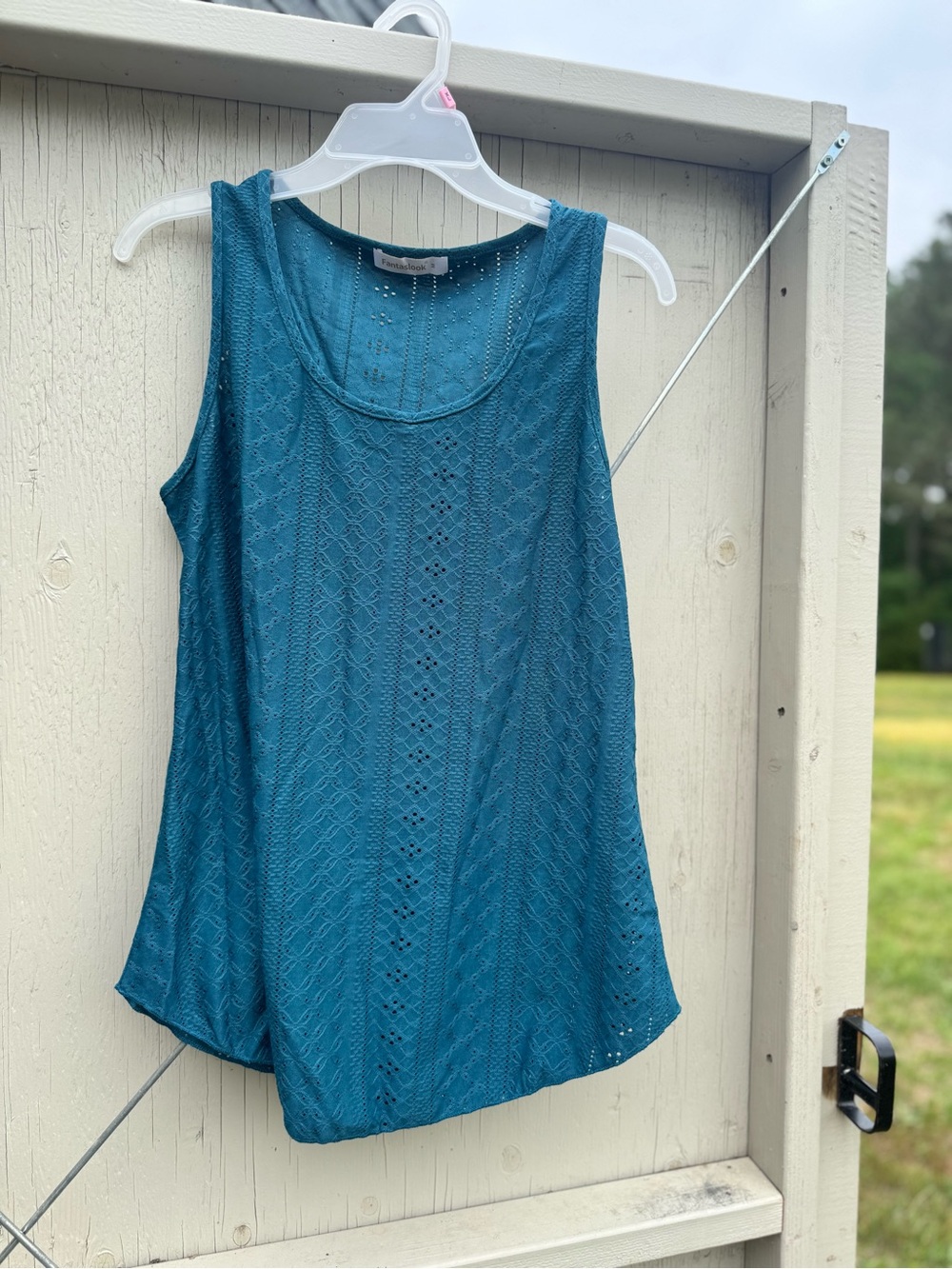 Teal Eyelet Tank Top